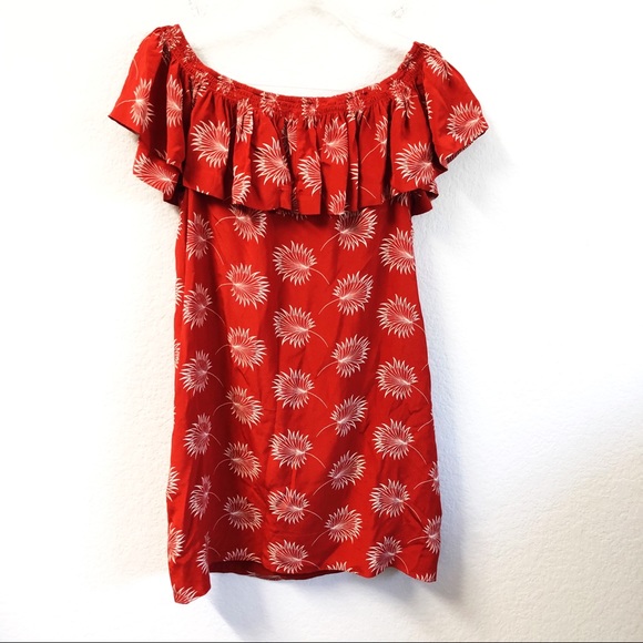 Madewell Silk Off Shoulder Dress Palmflower Medium - Picture 3 of 7